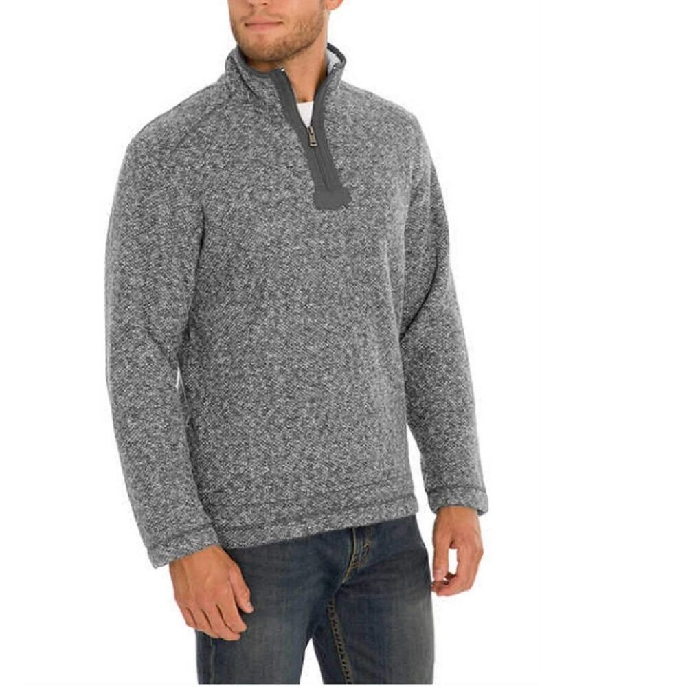 ORVIS Mens Brighton Sherpa Lined 1/4 Zip Pullover Sweater Sz Medium Black White